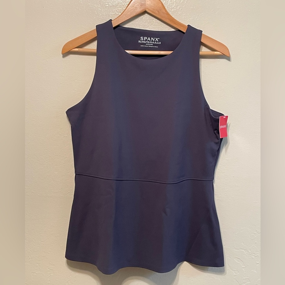 Spanx 2 in 1 peplum mock neck tank top